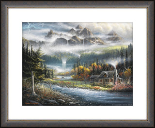 "Paradise Valley" - Framed Cabin Landscape Art Print