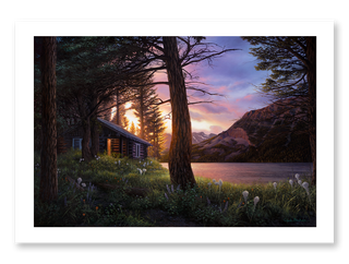 rustic cabin painting art print
