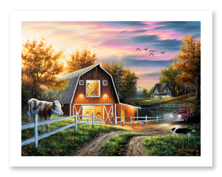 farmyard country landscape art print