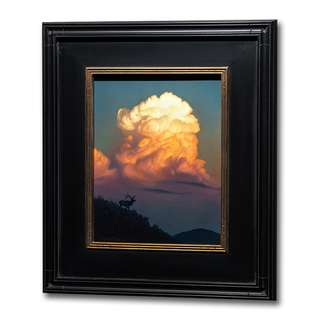 Framed western art oil painting - storm clouds