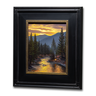 framed campfire oil painting landscape