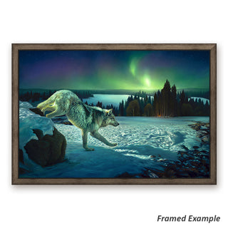 framed wolf canvas art - wildlife print